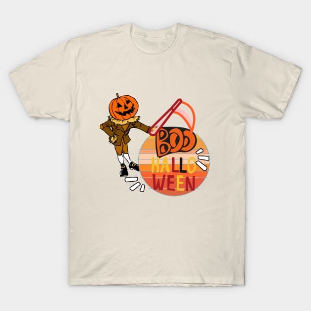 Pumpkin Man - Halloween - BOO - Orange T-Shirt by O.M design